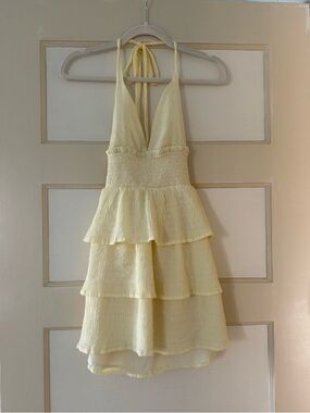 Yellow Tiered Halter Sun Dress by Windsor